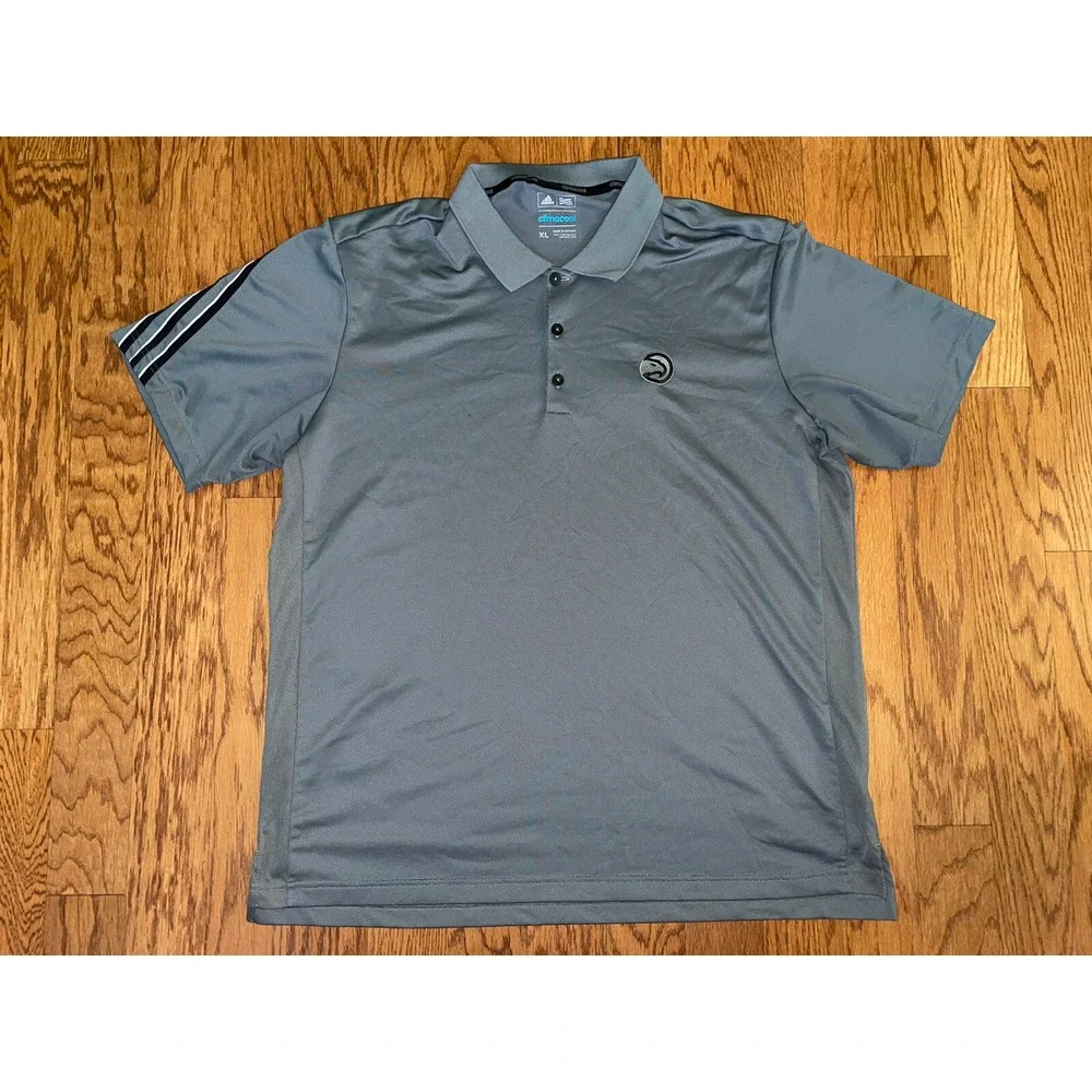 Adidas Atlanta‎ Hawks Mens Polo Shirt Golf Collard Size XL Gray short sleeve